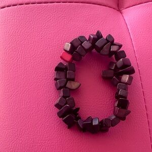 Chunky Black and Red Beaded Bracelet